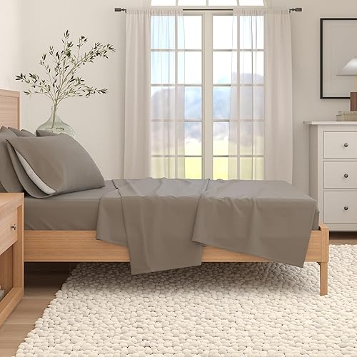 Miniatura 6 de Juego de sábanas de franela, tamaño queen, 100% algodón turco, de doble cepillado, de invierno, ultrasuaves, acogedoras, rústicas, 4 piezas (color
