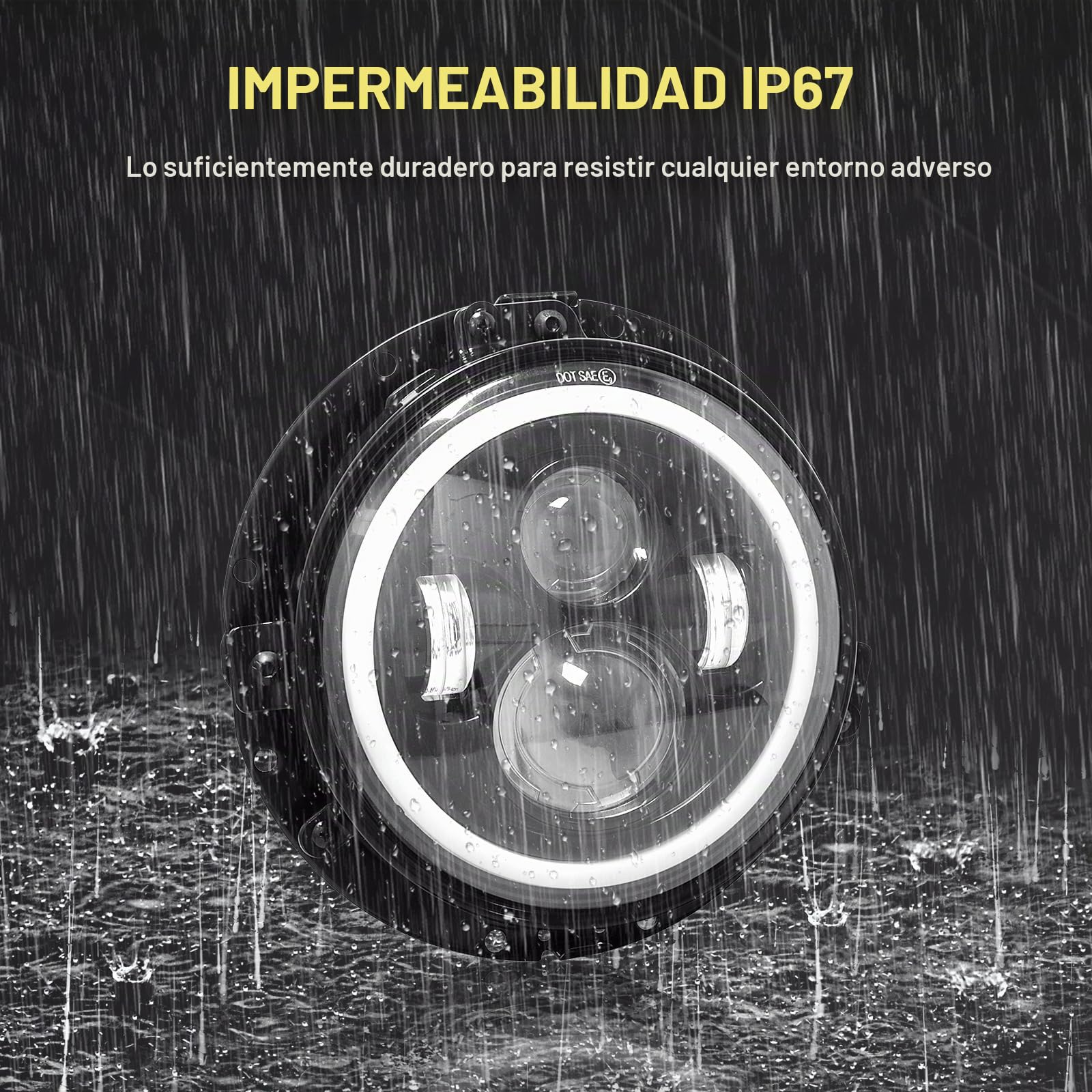 RIGIDON 2 x 7 Pulgadas 50W Faro LED con Soporte de Montaje, Ámbar/Blanco