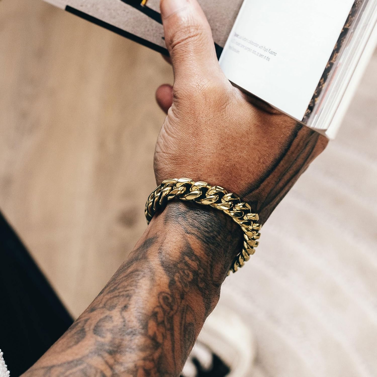 CG&KYGG 12MM 18MM 14K Gold Plated Cuban Link Bracelet for Men, Chunky 316L Stainless Steel Chain for Women, Gift for Birthday & Holiday(Delicate Package, Double Safety Clasp with 14K Stamp) - Image 3