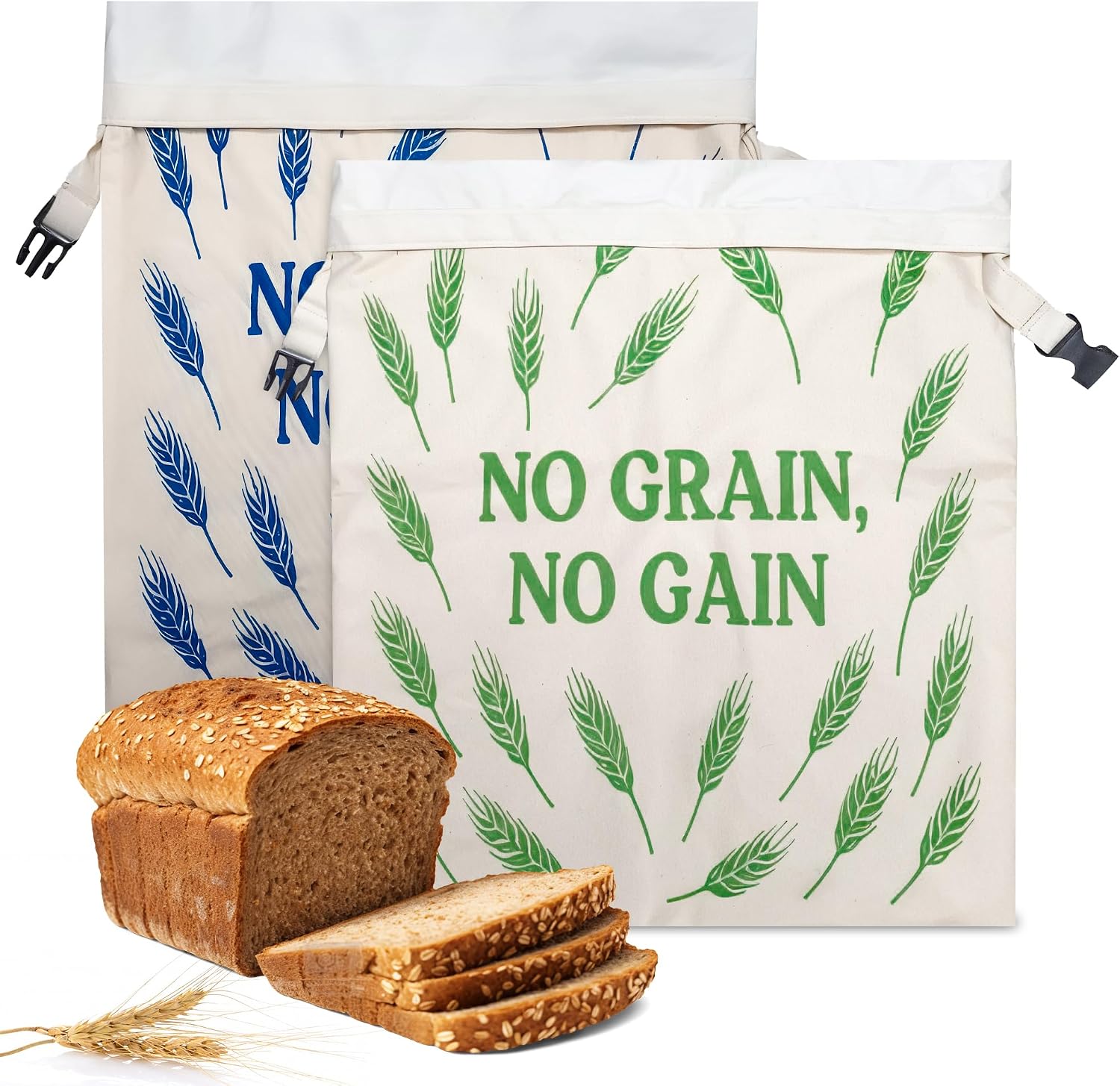 Natural & Organic Beeswax Bread Bag (2 Pack – Blue & Green XL) – Reusable Linen Bread Storage for Sourdough & Homemade Loaves – Eco-Friendly and Refrigerable