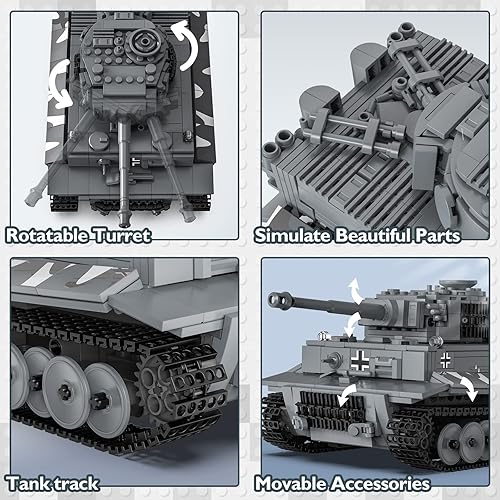 Miniatura 4 de JMBricklayer Juegos de construcción de tanques para adultos o niños – WW2 Militar Tigre Ejército Modelo de Tanque Juguete Modelo de Tanque de