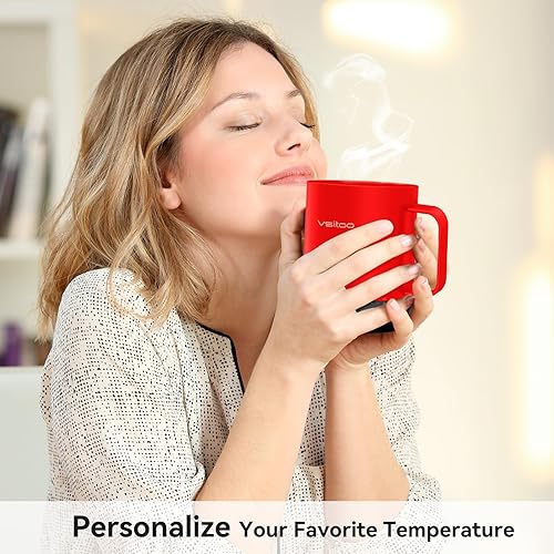 Miniatura 8 de VSITOO S3PRO - Taza de café térmica con control de temperatura, 14 onzas, taza de viaje inteligente con calentador de café controlado manual y por