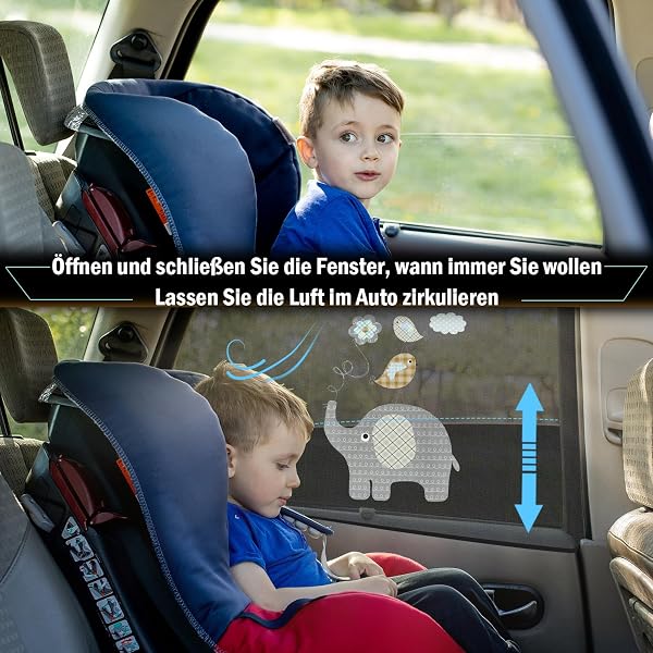 Tendine Parasole Auto Bambini, 2 Pezzi Parasole Auto Bambini per Finestrino Laterale, Parasole Auto Bambini Anti-UV e Anti-Zanzara,Tendina Parasole Auto Contra Raggi UV Vestibilità - 4
