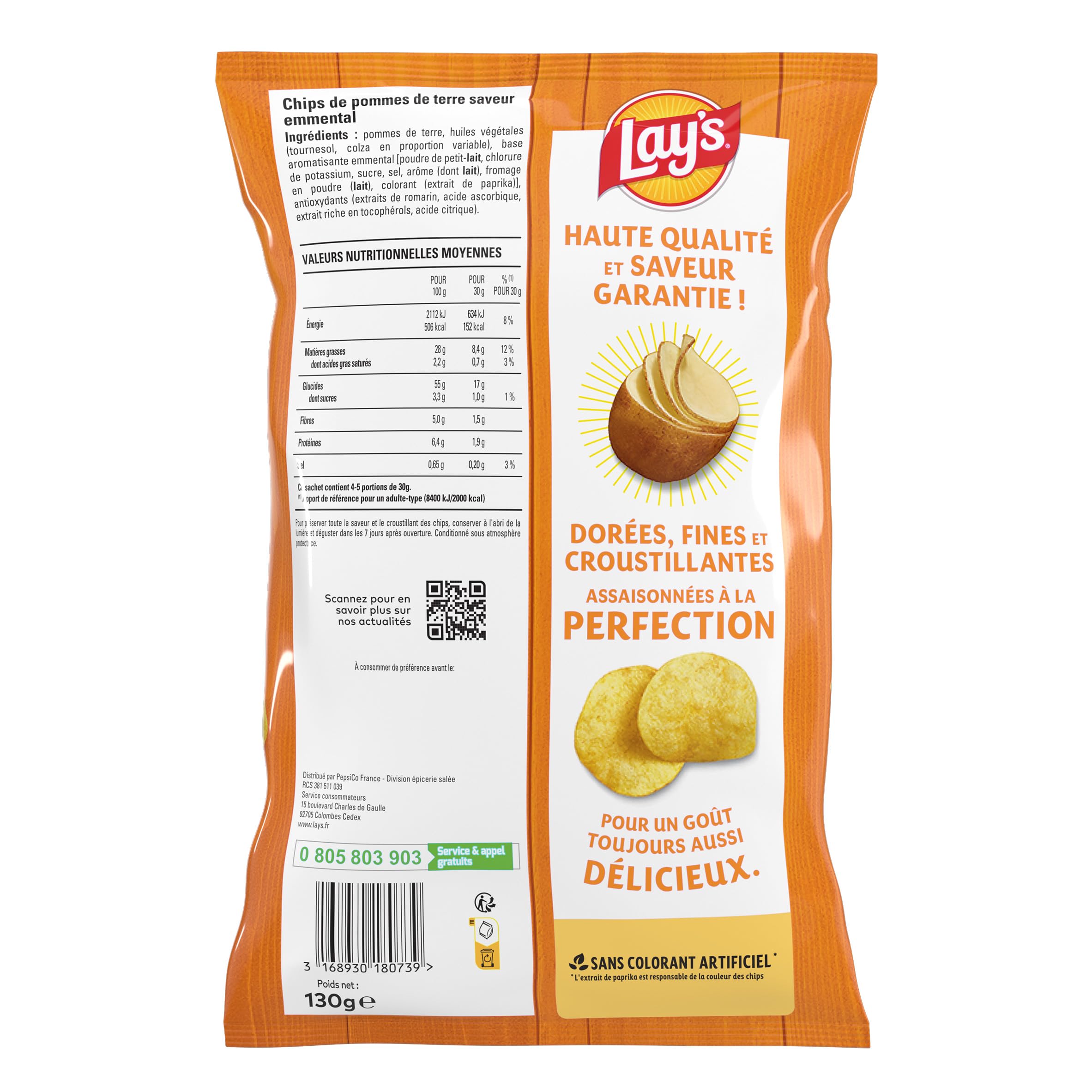 Lay's Chips Saveur Emmental 130g - Lot de 10