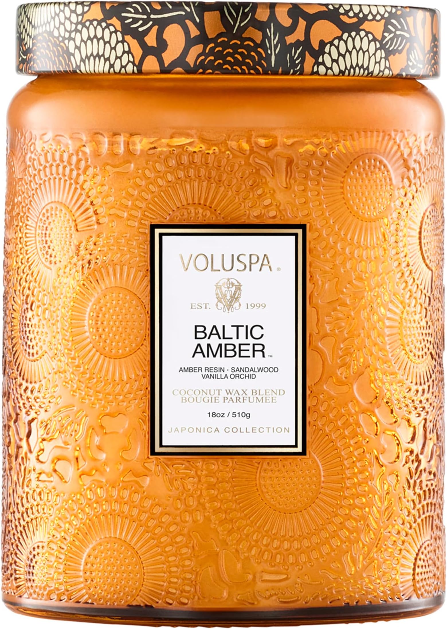 Baltic Amber Candle, 18 oz, Coconut Wax Blend, Scented Candles for Home, 100 Hour Burn Time, Candle Jar