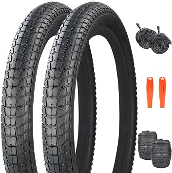 2-PCS 20" x2.125/24" x2.25/26" x2.25 Mountain Bike Tires with Tubes/no Tubes BMX Bike tire Folding Replacement Tires Fits Most Bikes,Black