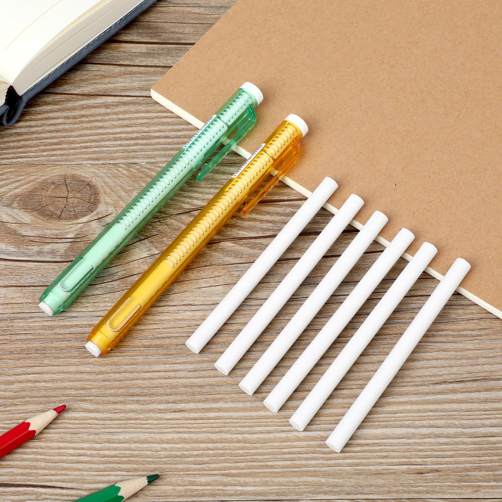 Set Gomme A Penna Retrattili - 2 Penne Con 6 Ricariche Per Scuola E Ufficio - Foto 8