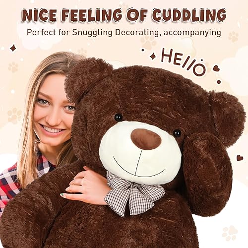 Miniatura 3 de Jerify Oso de peluche gigante de 78.8 pulgadas de alto (6.56 pies), oso de peluche ligero y suave con lazo de cinta, animal de peluche para