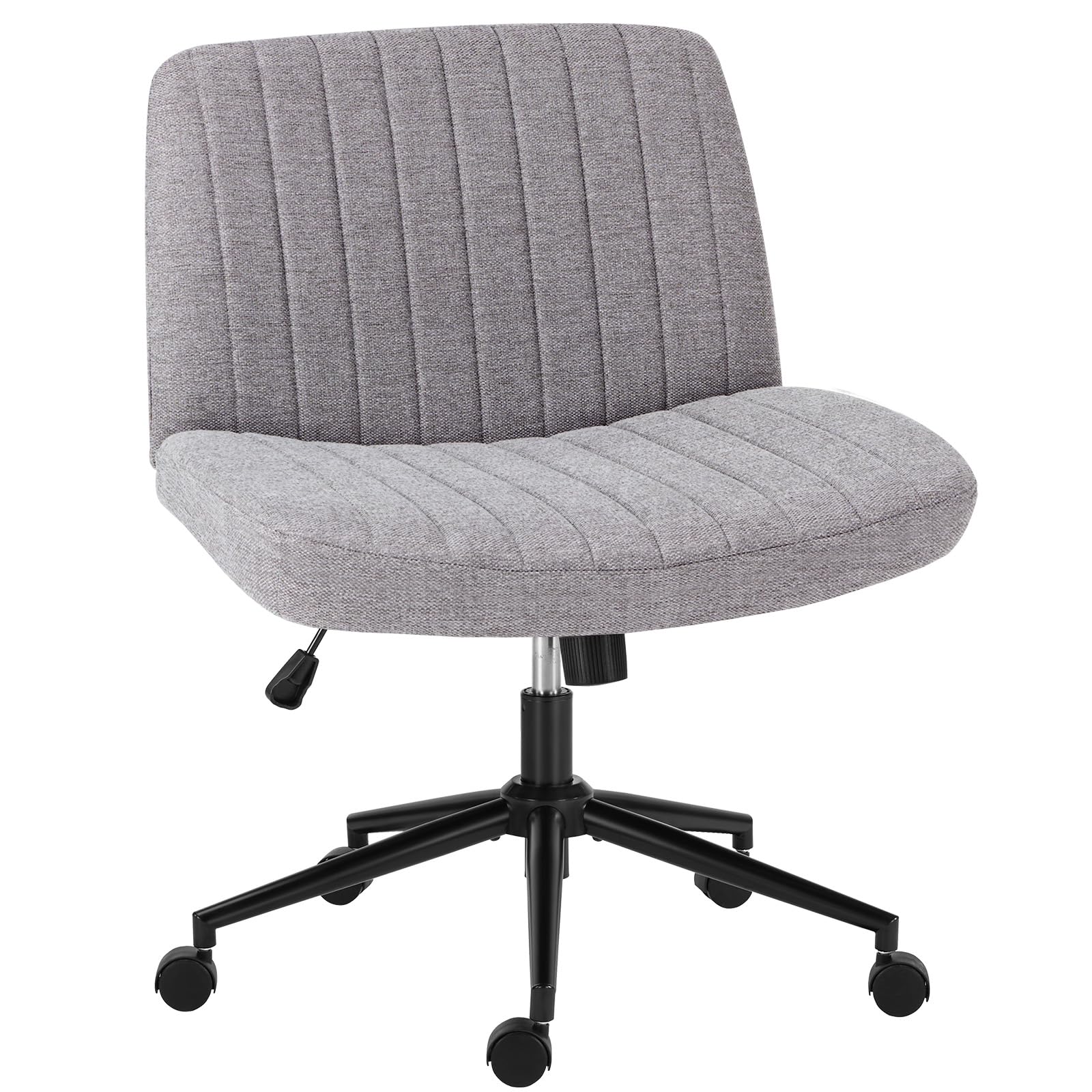 olixis criss cross chair with wheels wide cross legged office desk vanity chair comfy fabric armless adjustable swivel for home computer task gray
