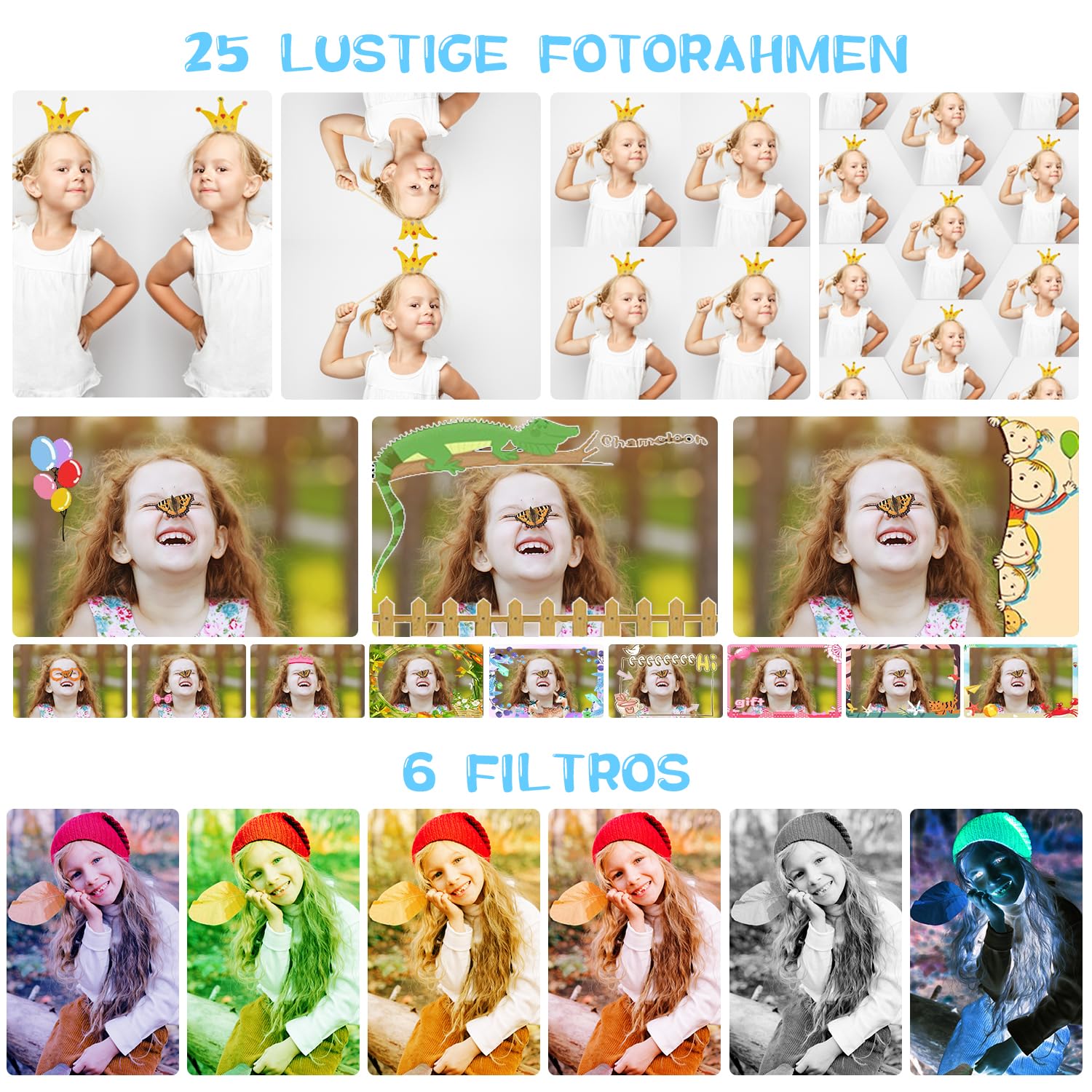 Camara Fotos Infantil,ARNSSIEN Camara de Fotos para Niños con Pantalla de 2,4”,Lente de180°Flip, Juguete Regalo 3-12 Niña Niño de Navidad Cumpleaños