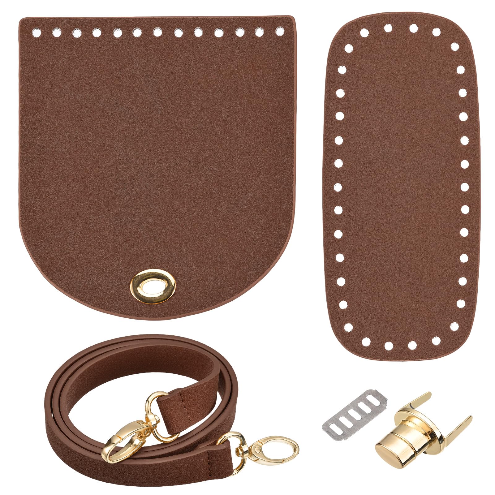 uxcell Leather Bag Backpack Making Set, 5Pcs Leather Purse Making Kit with Bag Bottom, Shoulder Strap, Flap Cover