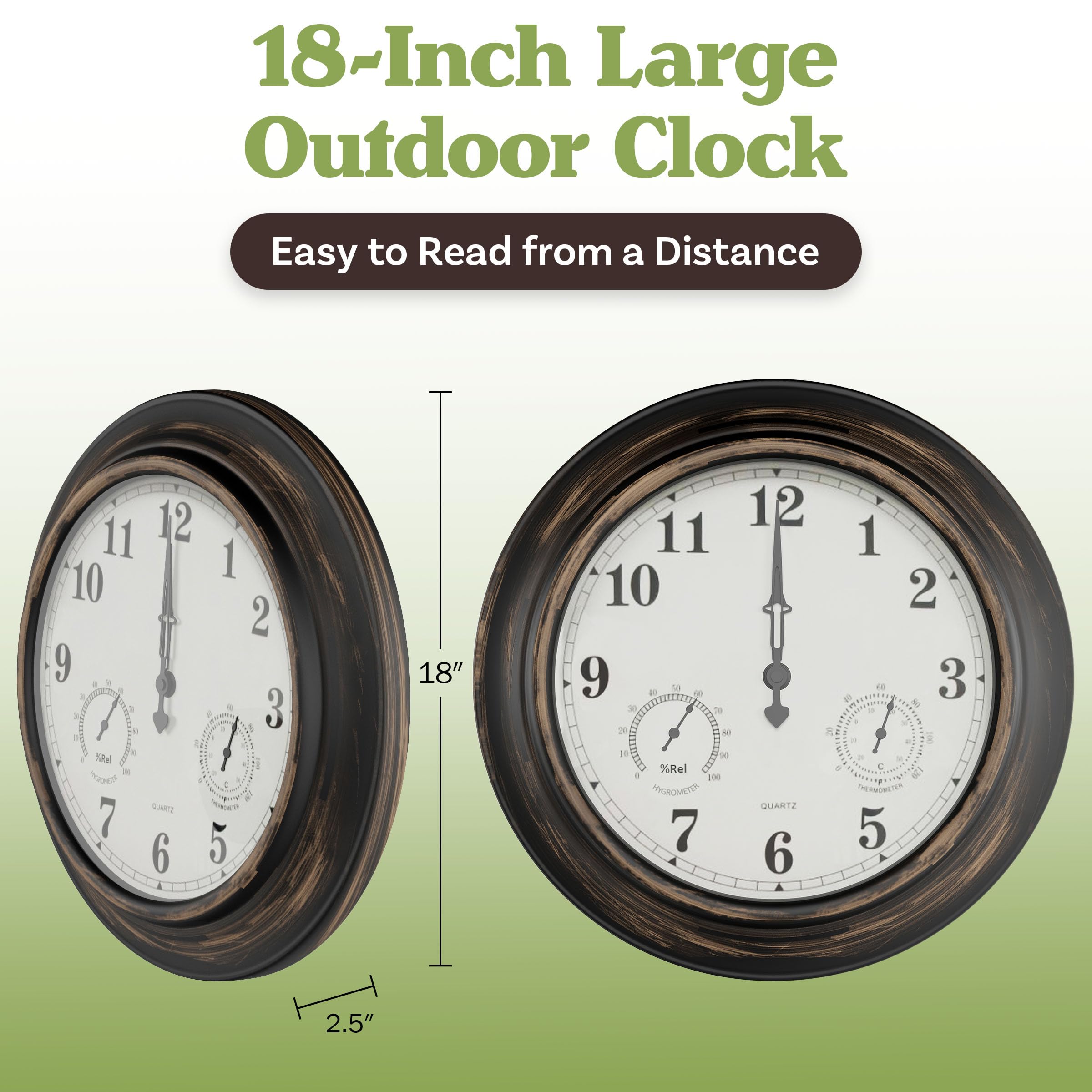 Amazon.com: Indoor Outdoor Clock Thermometer Combo - 18-Inch