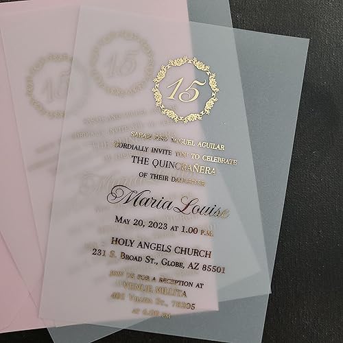 Juego de 10 invitaciones de quinceañera, elegante invitación de cumpleaños número 15 con lámina dorada, cumpleaños de 16 años, membrillo