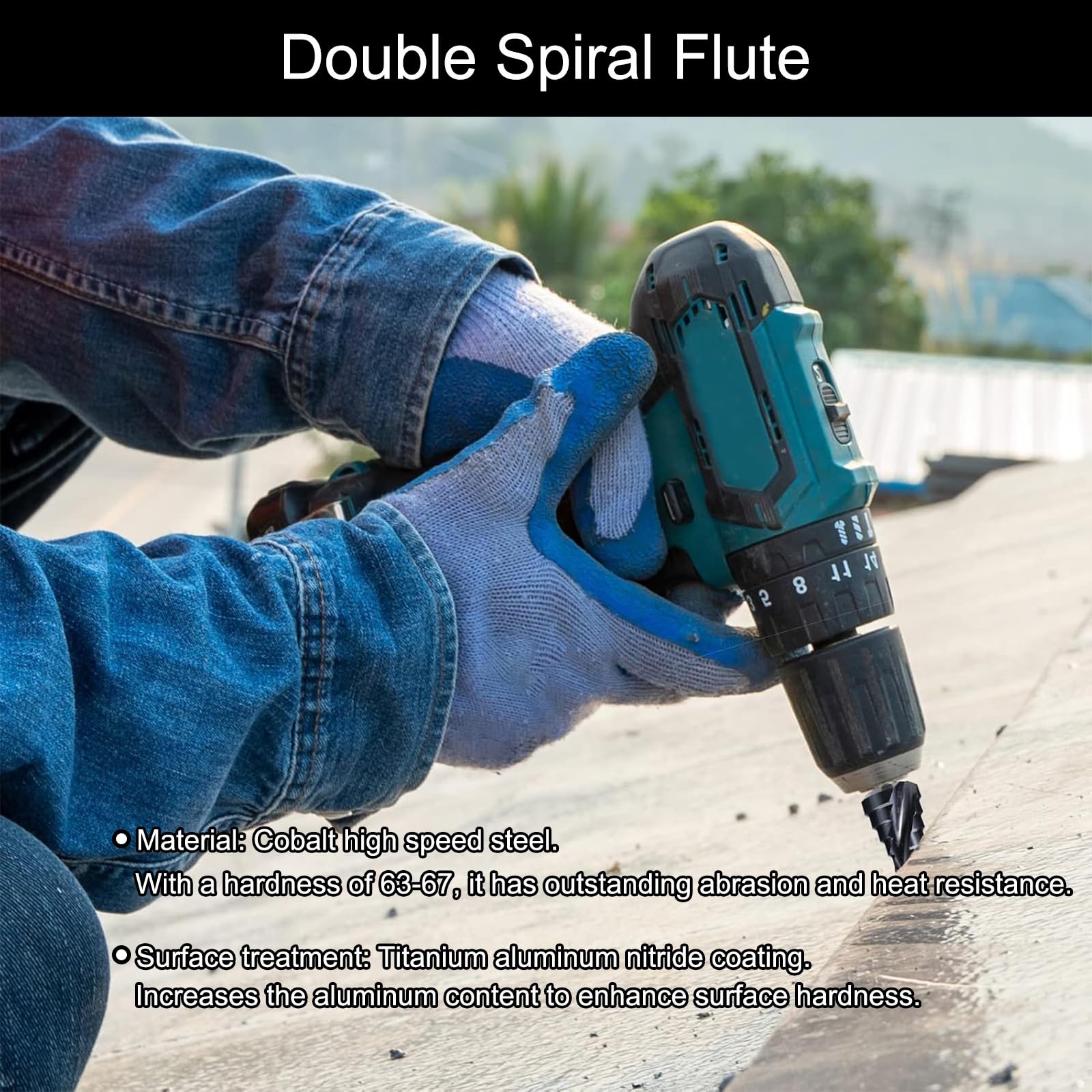 Rarapop Punta per trapano a gradini M35 in cobalto con rivestimento Ultra AlTiN, punta a gradino da 4-12 mm con doppia scanalatura a spirale, codolo esagonale da 1/4" per metallo duro, acciaio