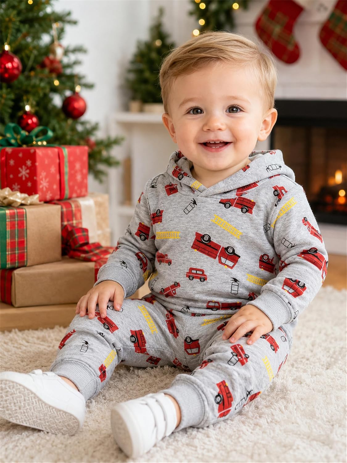 Baby Boy Fall Winter Clothes - Toddler Long Sleeve Hoodie Sweatshirt Tops Sweatsuit Pants 2pcs Outfit Set