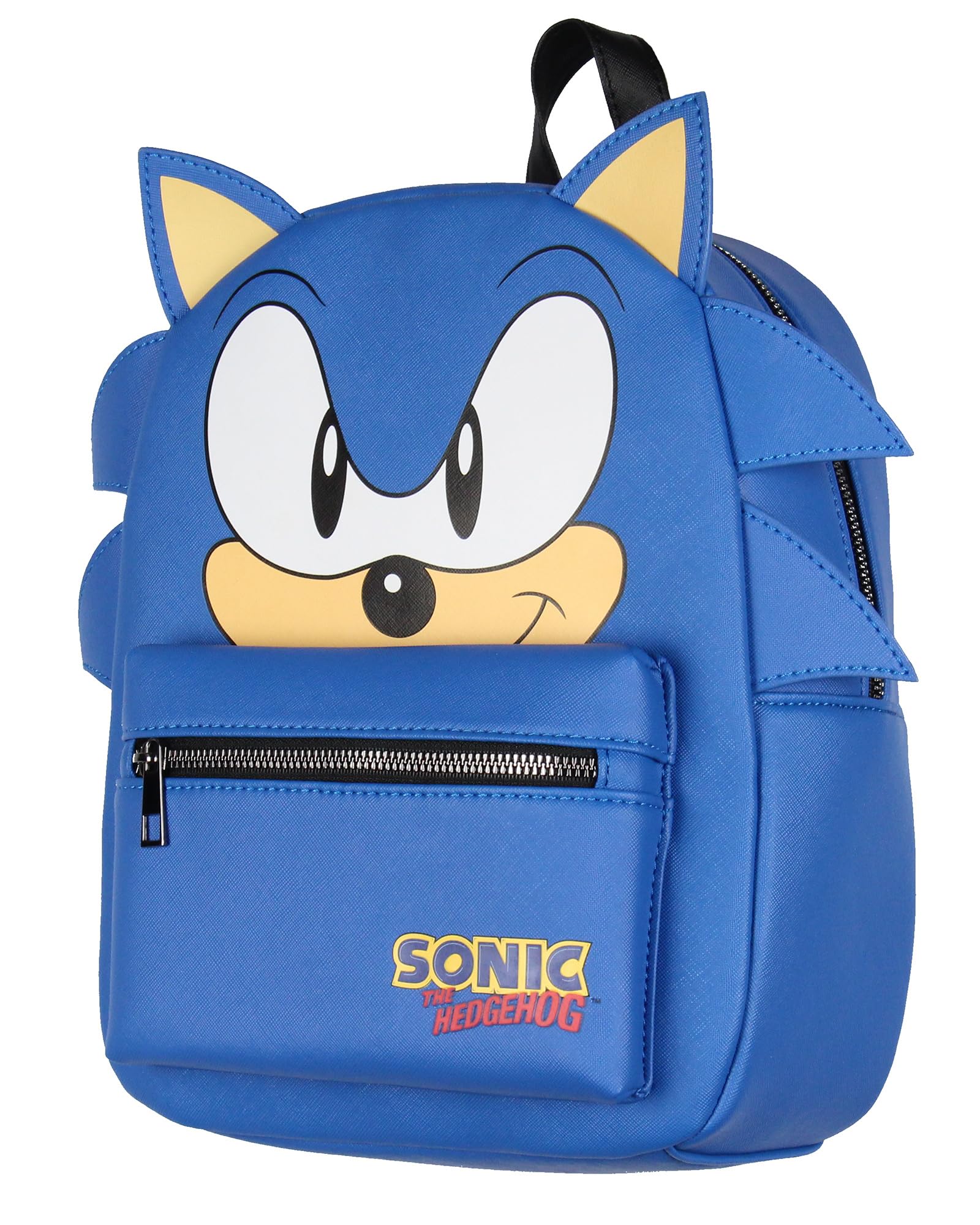 Bioworld Sonic The Hedgehog Character with 3-D Ears and Quills Mini Faux Leather Backpack For Men and Women 13"