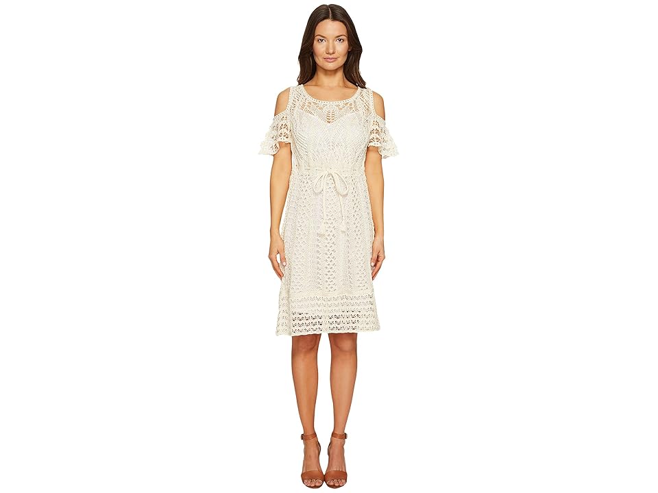 

See by Chloe Crochet Drawstring Dress (Natural White) Women's Dress, Beige