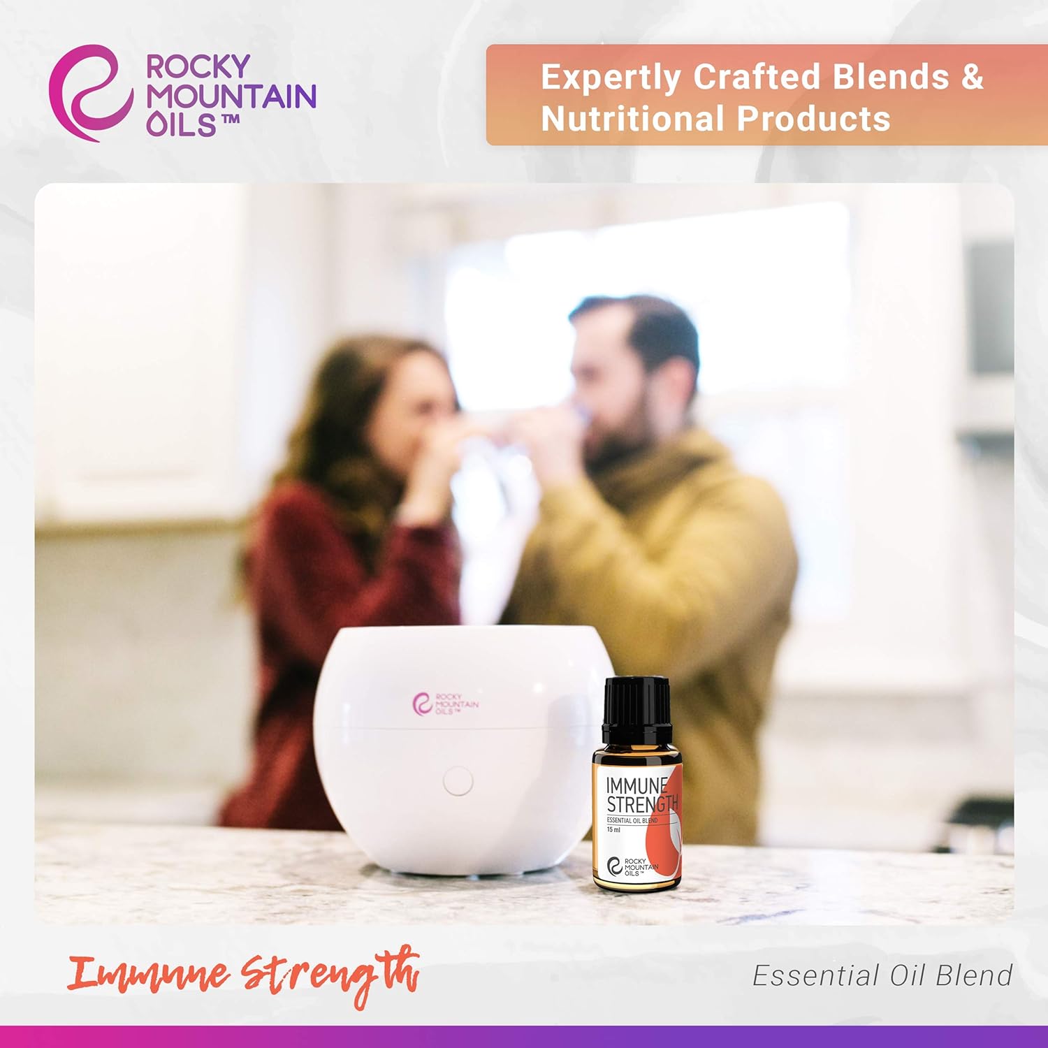 Rocky Mountain Oils Immune Strength Essential Oil Blend - Essential Oils for Diffuser, Topical, and Home - 15ml