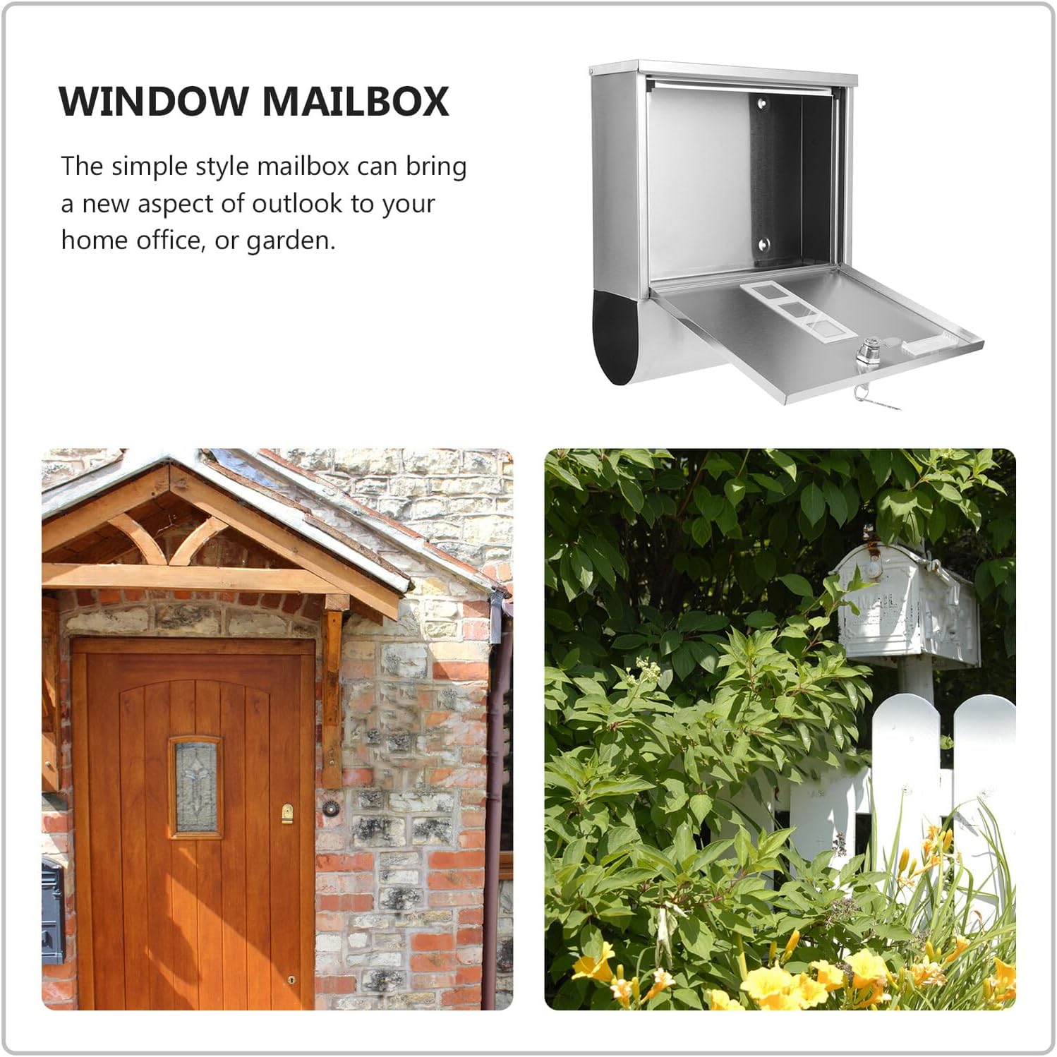 Stainless Steel Wall Mount Mailbox for Outdoor Use Household Letter Box with Window Metal Mailbox for Home Weatherproof Letters and Newspapers