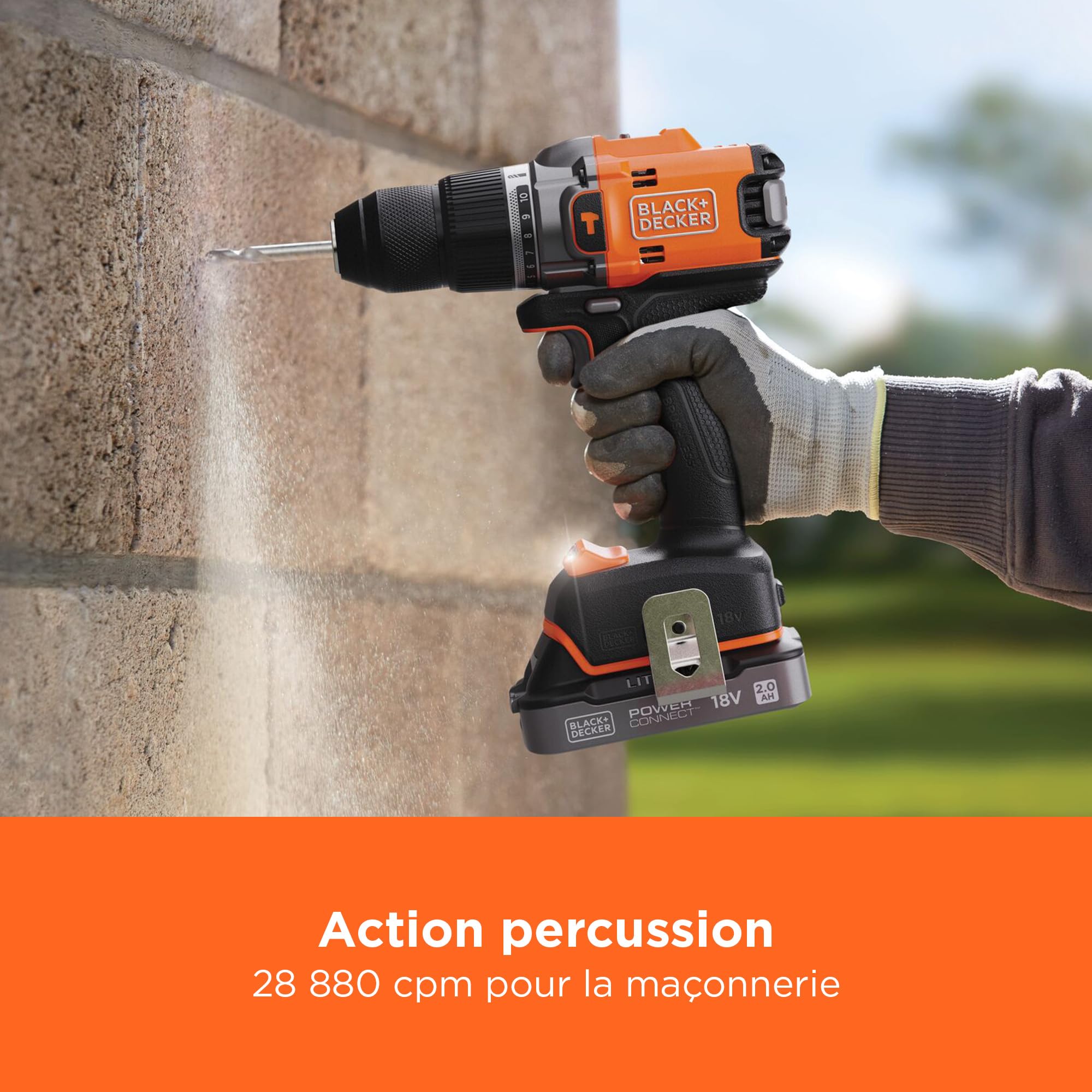 BLACK+DECKER Marteau perforateur sans fil 18V POWERCONNECT, moteur sans balais, couple 50 Nm, mandrin sans clé 13 mm – Unité sans accessoires, BLD683XN-XJ