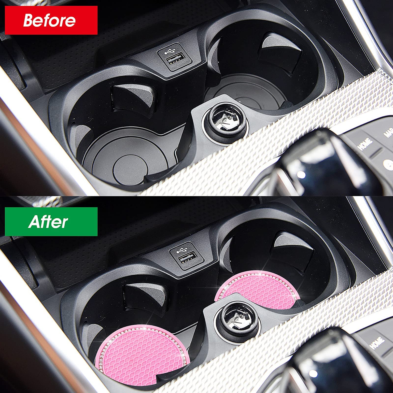 SINGARO Bling Cup Holder Coasters for Car, 4PCS Universal Non-Slip C