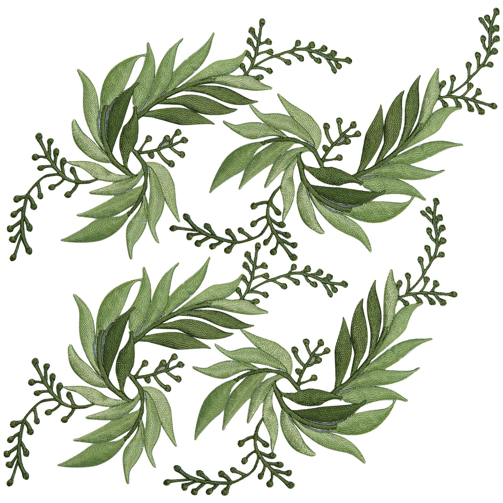 GORGECRAFT 2 Pairs 4PCS Embroidered Patches Iron Leaf Flowers Lace Applique Flowers Nature Patches Suitable for Clothes Dress Hat Pants Sewing Craft Decoration(Dark Sea Green)