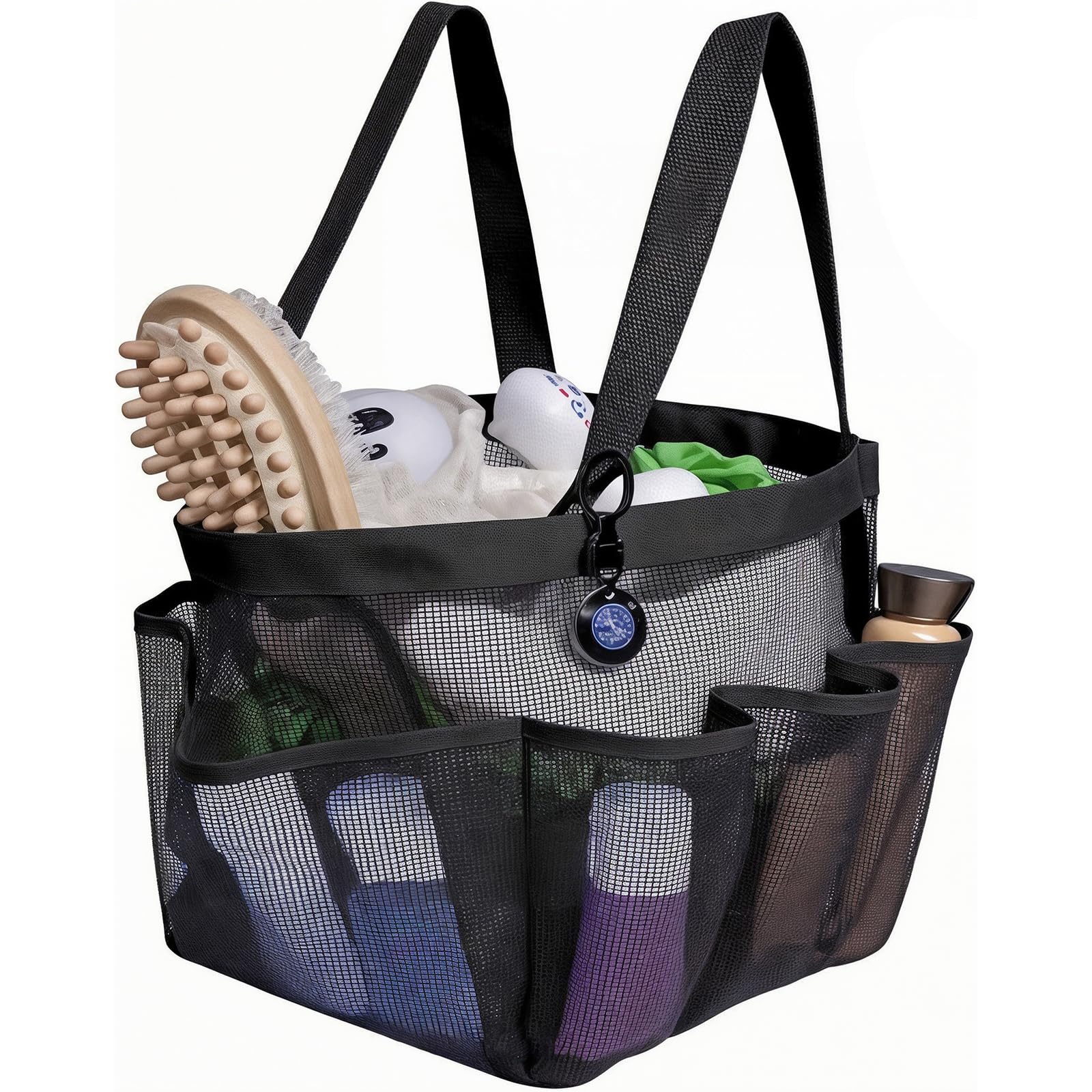 Mesh Shower Caddy Portable Bathroom Organizer with 8 Pockets Quick-Dry Hanging Shower Tote for College Dorm Gym Travel
