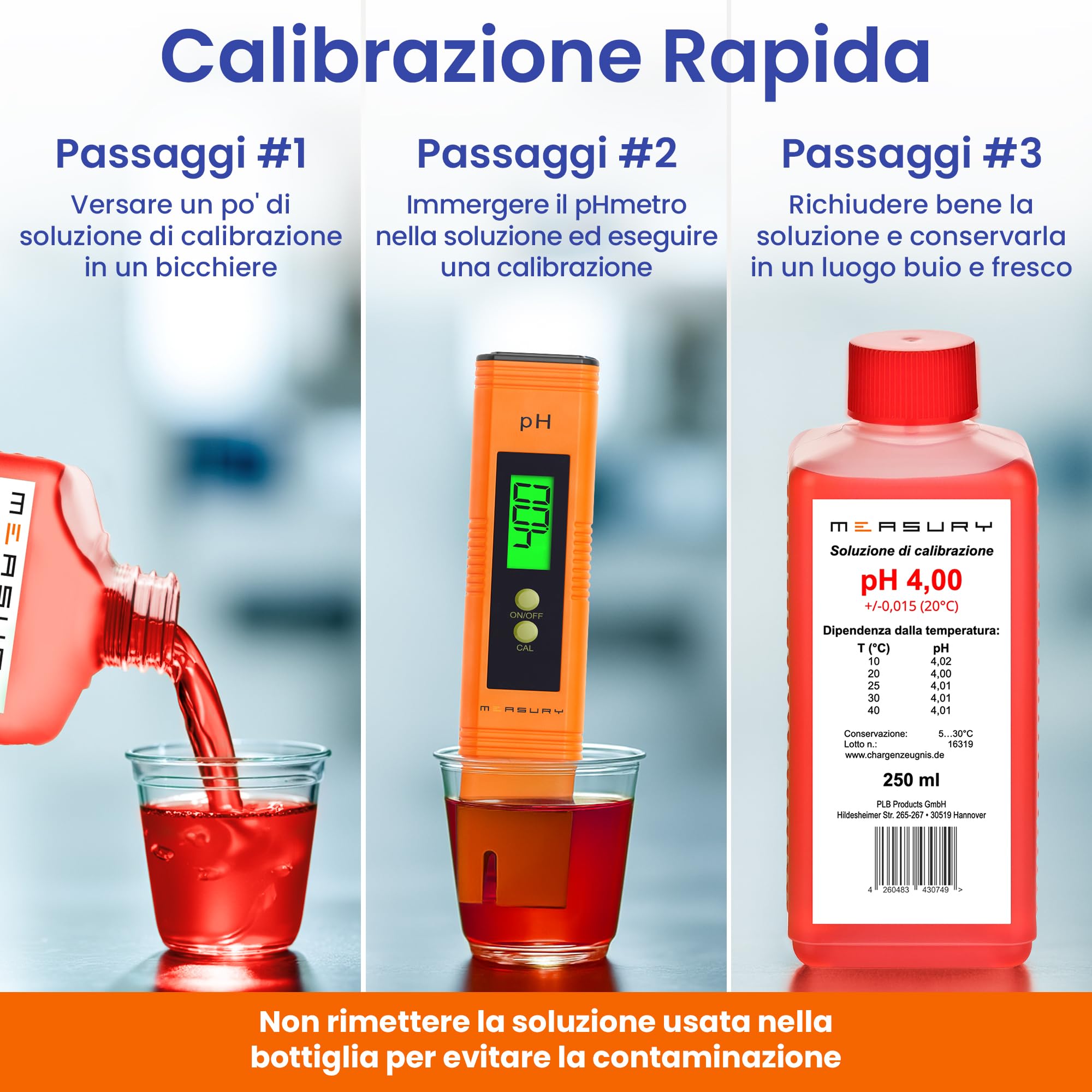 Measury Soluzione di Calibrazione del pH di 4.00 e 6.86, Soluzione Tampone di pH 250ml Ciascuno, Soluzione di Calibrazione Rosso/Verde, Liquido di Calibrazione Set di Liquido di Calibrazione
