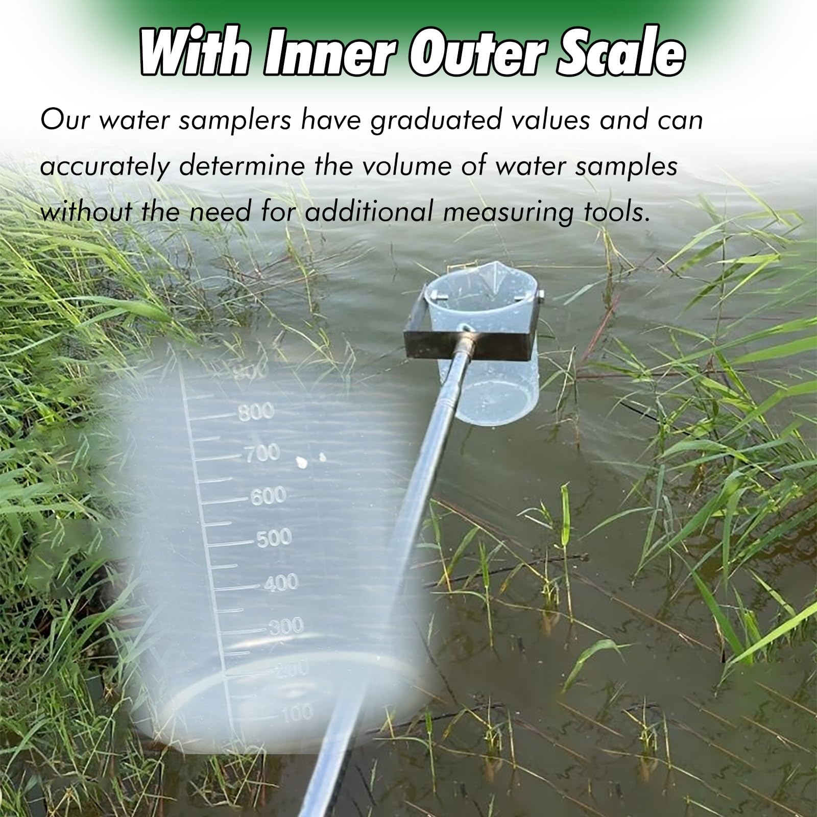 SRNSAEB Campionatore d'Acqua telescopico 500 ml/1000 ml, Asta di campionamento Acqua per monitoraggio Ambientale Quali, di Raccolta Campioni d'Acqua in Acciaio(1000mL,1.11m/3.6ft-3m/9.8ft)