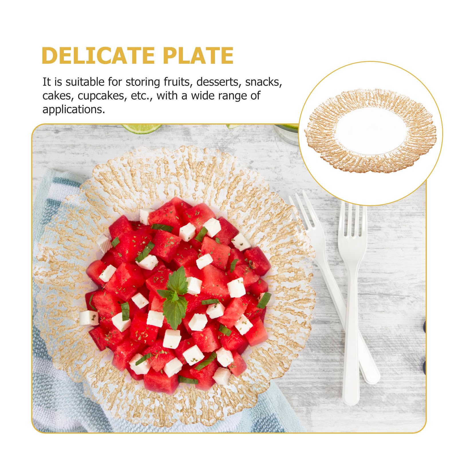 Bandeja Creativa para Aperitivos y Frutas de Vidrio Dorado Decorativa