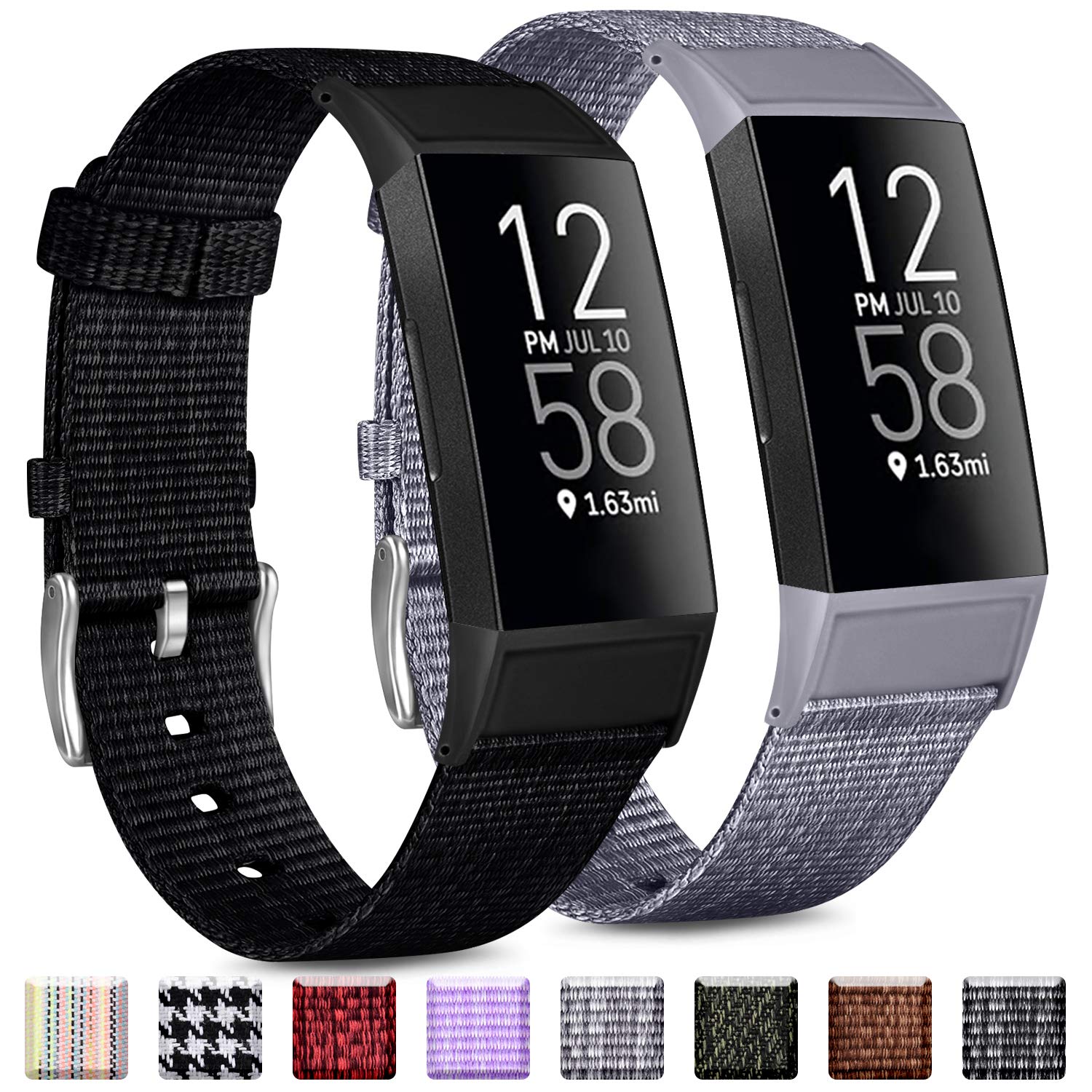 Vancle Woven Bands Compatible with Fitbit Charge 3 Bands and Fitbit Charge 4 Bands, Soft Woven Fabric Replacement Accessory Strap for Charge 4 Charge 3 Charge 3 SE Fitness Activity Tracker Men Women