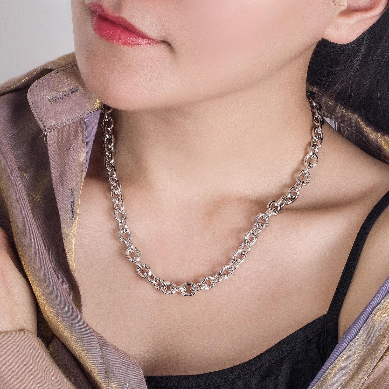 925 Sterling Silver Classic Round Cable Wire Link Necklace Men Cuban Curb Oval Belcher Link Chain Choker 16 to 30 in For Women 24k Gold Plated Jewelry Gift (8.5MM Silver, 22 inch) - Image 4