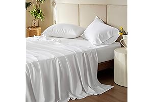 Bedsure Bamboo Fitted Sheet Queen - Breathable & Silky Soft Sheets