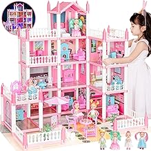 Casa de Muñecas, Kit de Casa de Muñecas DIY para Niñas - Casa de Juguetes de 4 Pisos con 11 Habitaciones, con 4 Figuras de Muñecas, Muebles y Accesorios, Regalo para Niños de 3 a 8+