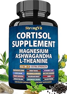 Cortisol Supplements for Women and Men with Magnesium, Ashwagandha & L-Theanine. High Cortisol Reducer, Manager, Detox, Lower and Control. Sleep Support & Stress Relief, USA (120 Capsules)