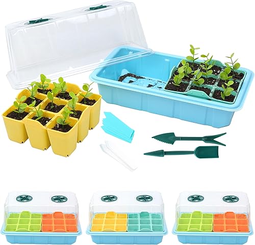 LUVCOSY Kit de inicio de semillas de alféizar de ventana con cúpula de humedad, bandeja de inicio de plántulas de silicona, bandeja de inicio de