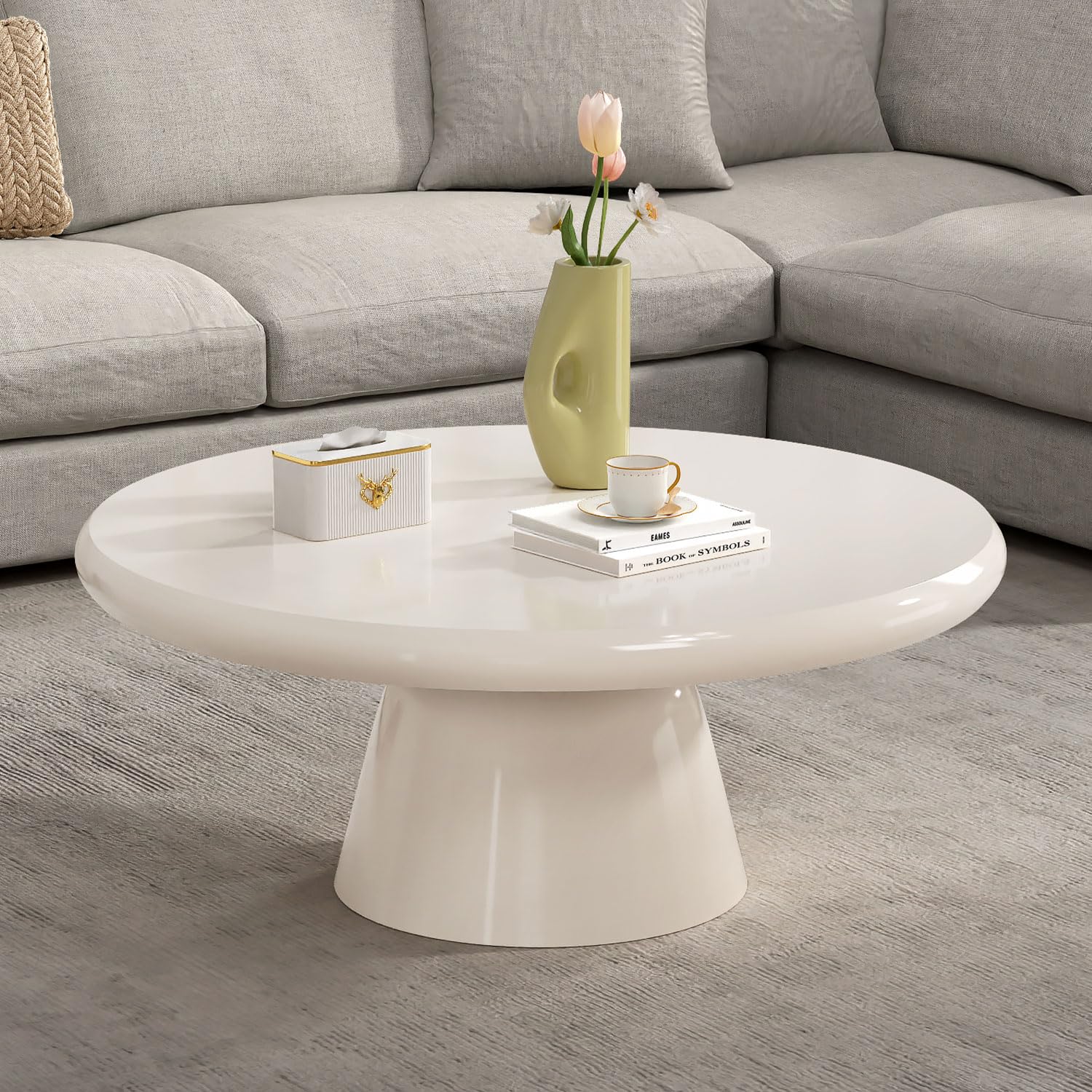 Table centrale circulaire en bois facile à assembler pour appartement