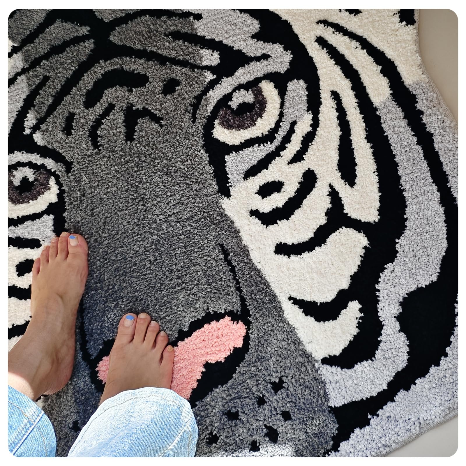 Fun tiger teppich,Kinderzimmerteppich,unregelmäßig Kinderteppich für Kinder,für Schlafzimmer Wohnzimmer Spielzimmer und Babyzimmer kinderzimmer antirutsch waschbarer Dekoration Teppiche(Eisenhaltig)