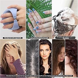 Silicone Hair Scalp Massager Shampoo Brush Scalp Scrubber Hair Washing Brush Exfoliating Brush Head Scrubber for Shower - Blue