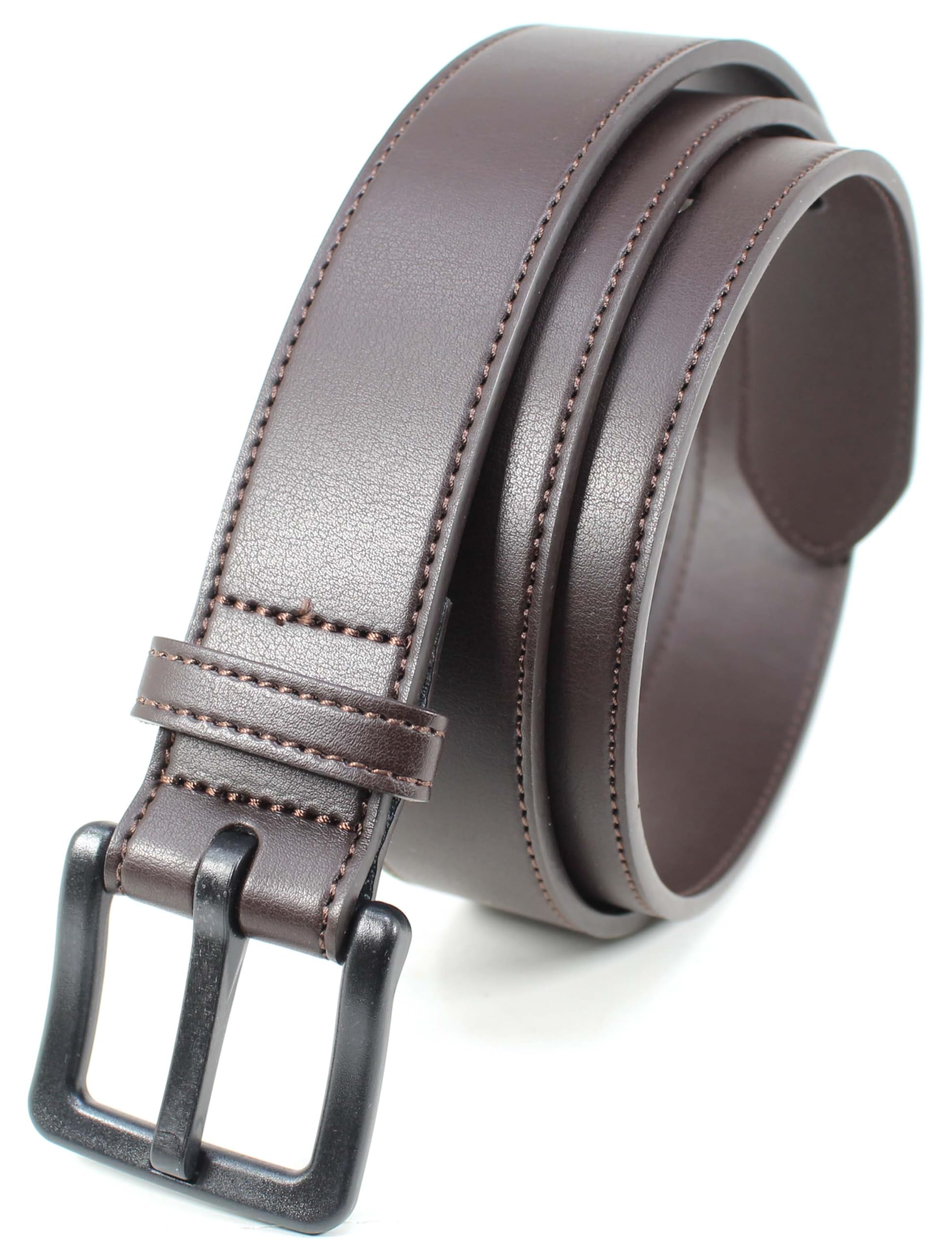 BC Belts Men's Metal Free Full Grain Leather Belt - Hypoallergenic No Nickel and TSA Approved