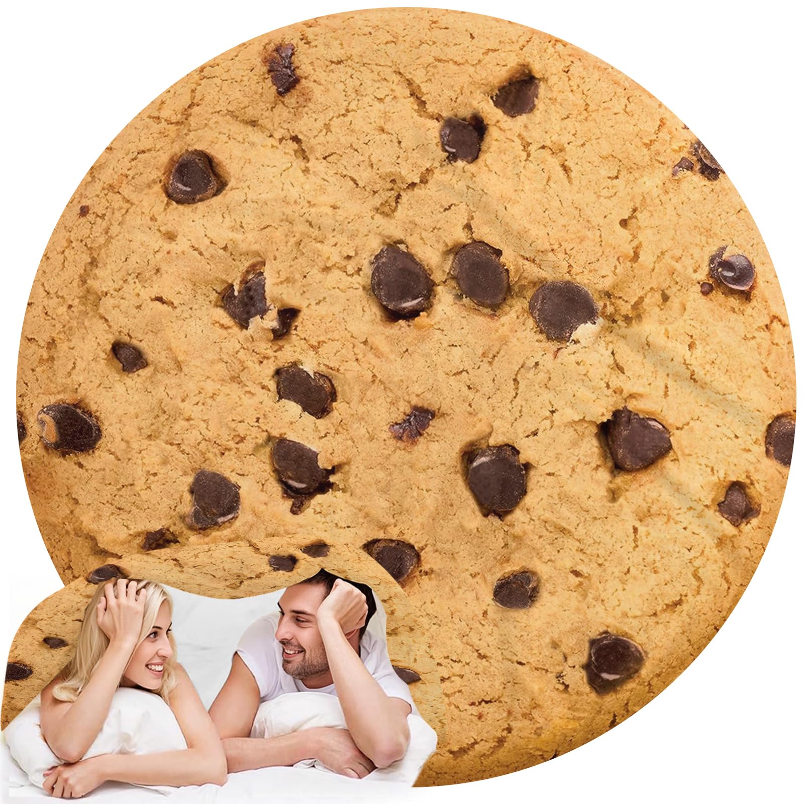 Abaysto Cookie Blanket for Adults & Kids, Soft Flannel Round Novelty Food Blanket, Giant Food Gift for Bedding, Crib, Sofa, Outdoors 120CM