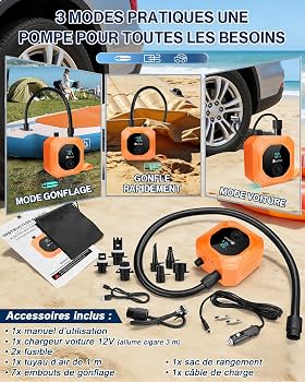 Pompe électrique SUP 50 PSI : Gonflez Paddle, Kayak Ou Matelas, Même Sans Prise !