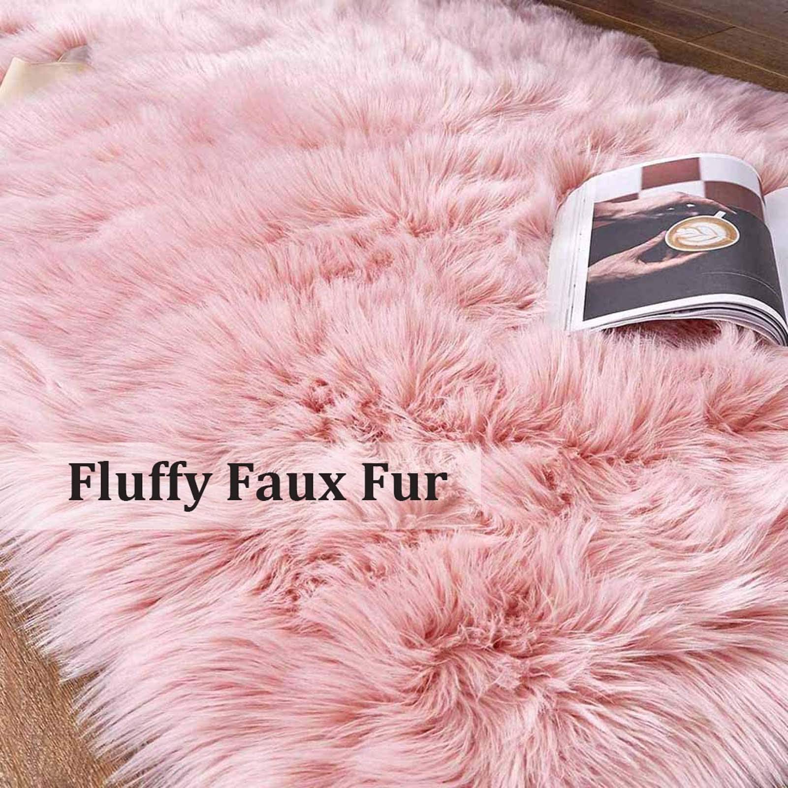 Tapis en Peau de Mouton Faux 60x200cm, Tapis Fourrure synthétique Douce, Fluffy Soft Longhair Décoratif Coussin de Chaise Canapé Natte, Chambre Chevet Tapis