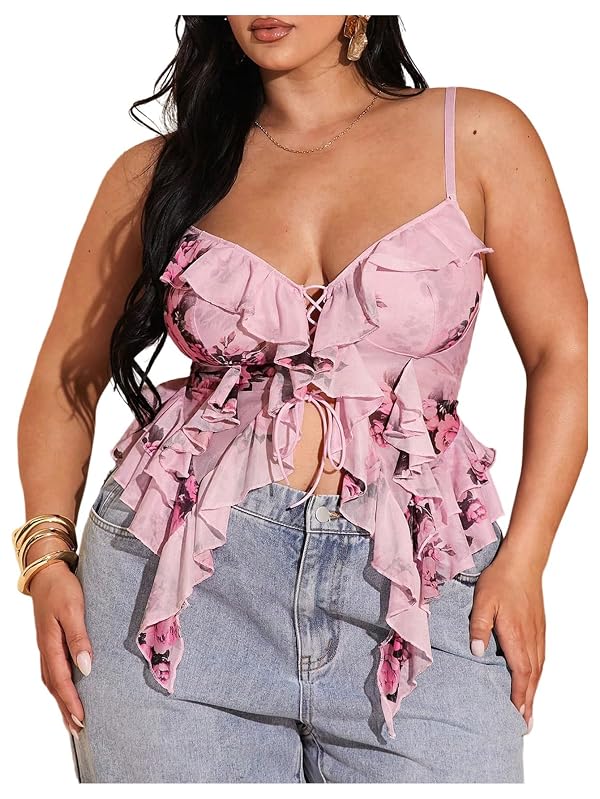 SHENHE Women's Plus Size Sexy Cami Tops Asymmetrical Going Out Summer Cami by SHENHE - Used condition - US$29.71