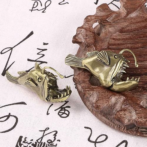 Miniatura 5 de 2 piezas de estatua de pez, escultura de metal sólido, mini estatuilla de animales de latón para decoración de escritorio en casa, oficina, jardín,