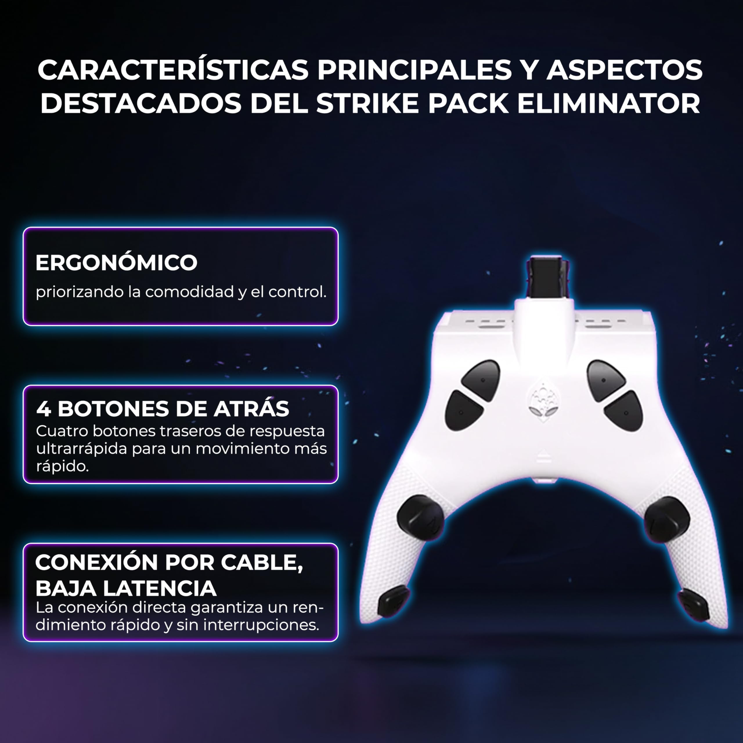 Collective Minds Strike Pack ‘Eliminator’ para Xbox | MOD Pack con cable con 4 botones traseros reasignables |MODs FPS integrados |Accesorio Plug-and-Play para controladores Xbox Series X|S y Xbox One