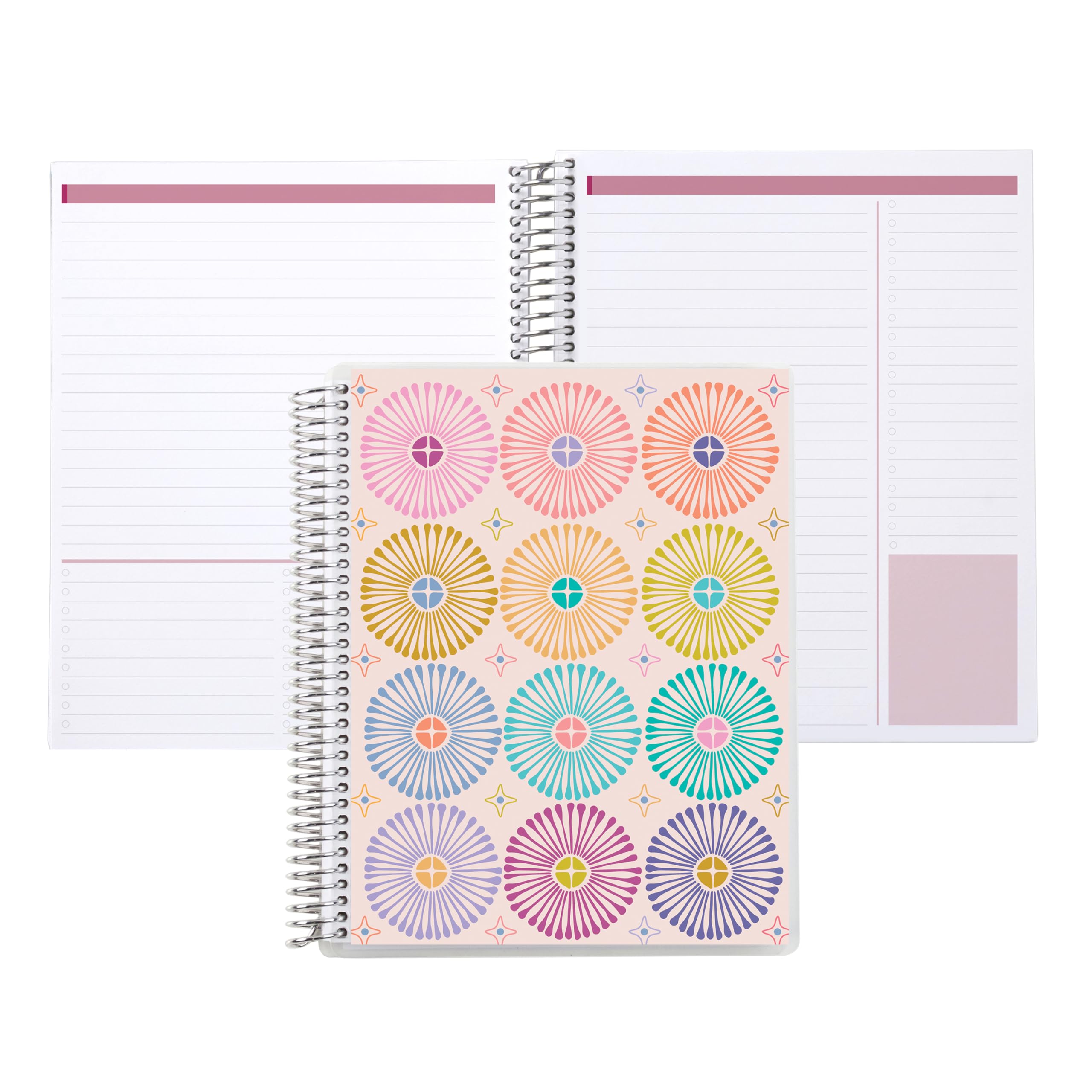 Erin CondrenModern Geometric Coiled Notebook, 7x9 Spiral Productivity Notebook for Note Taking, School, Office & Journaling, Colorful Stationery Supplies for Students & Writers