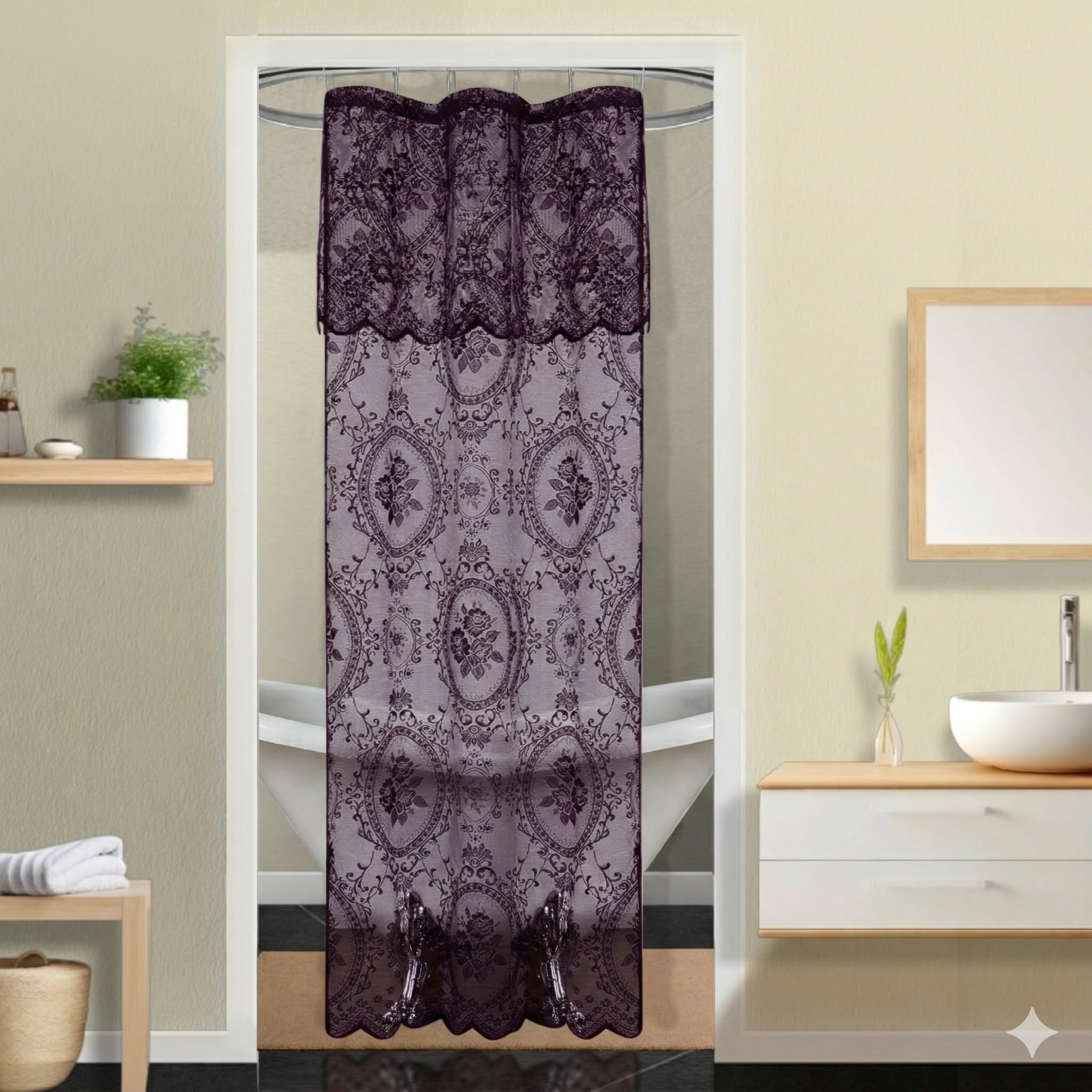 Gothic Stall Shower Curtain with Valance. SH Purple 36