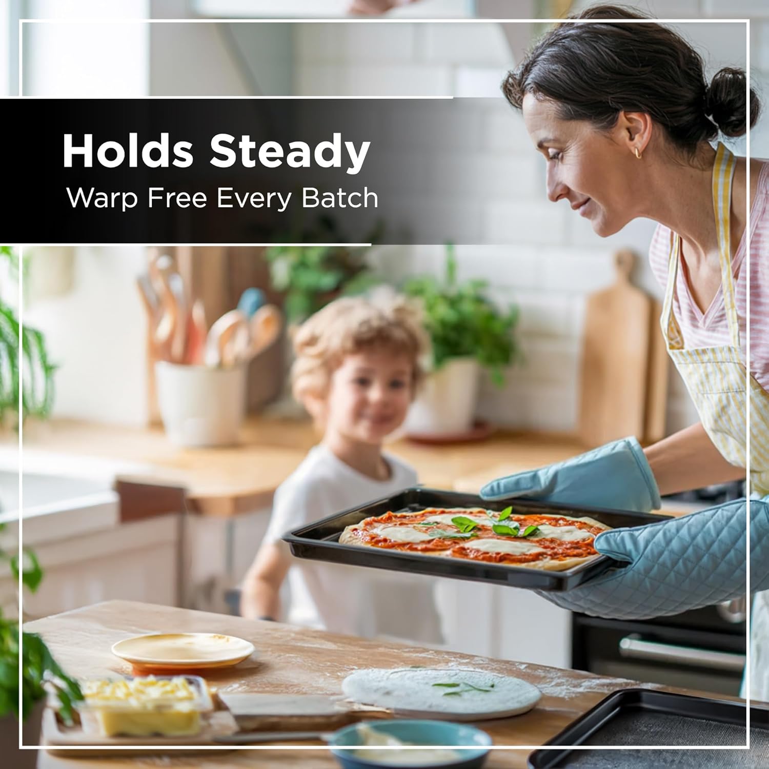 Wrenbury Jelly Roll Pan 15x10 Set of 2 - Non-Stick Baking Sheet, DuraQuartz Food Safe, Carbon Steel