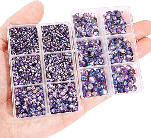 Miniatura 3 de Nibiru 6616 diamantes de imitación de cristal con parte trasera plana de tamaños mixtos para manualidades, gemas de vidrio redondas con pinzas y